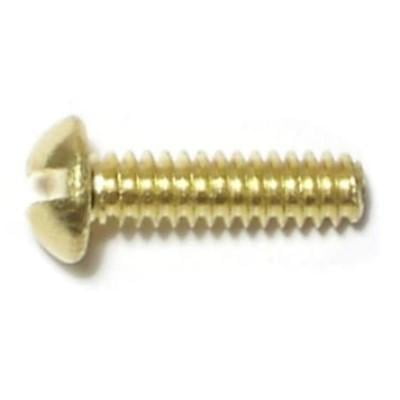 

#6-32 x 1/2 Brass Coarse Thread Slotted Round Head Machine Screws (48 pcs.)