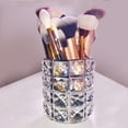 thumbnail image 2 of Organizador de brochas de maquillaje con cristales dorados y brillantes, personalizado, para peines, brochas y bolígrafos (cristal plateado), 2 of 4