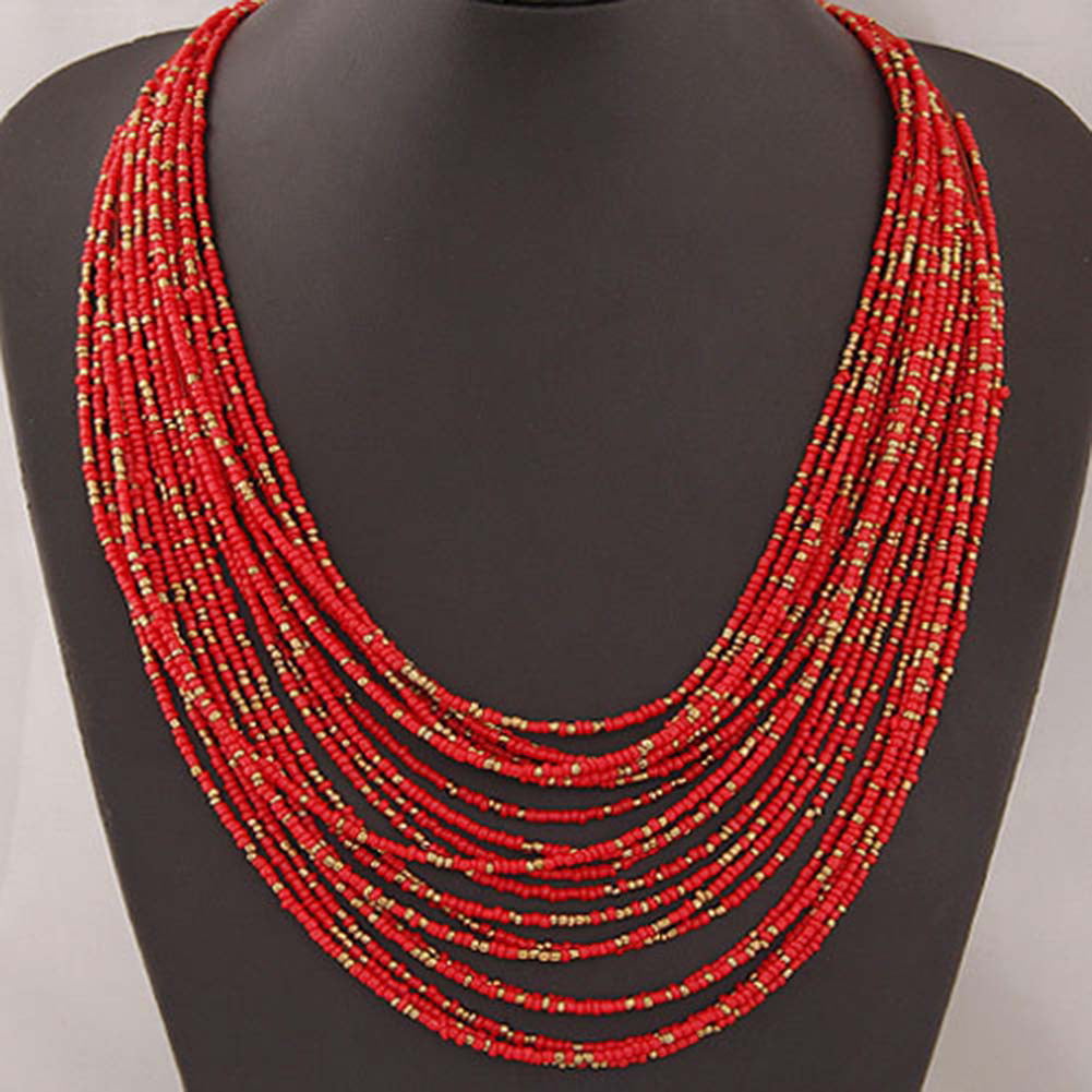 Ethnic Ceramic Long Necklaces & Pendants Red Green Water Drop Necklace For Women Rope Chain Jewelry Gift