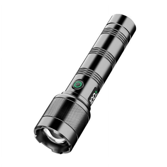 HLONKOutdoor Portable Flashlight with Rechargeable 18650mAh Battery Zoom Focus Type-C Charging Multifunctional LED Light for Camping Hiking and Emergency Use Black