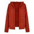 thumbnail image 4 of Odeerbi Cable Knit Cardigan Sweaters For Women Winter Solid Color Sweater Fashion 2025 Casual Long Sleeve Hooded Sweater Red, 4 of 9