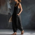 thumbnail image 6 of biudgviw Women's Casual Loose Overalls Jumpsuits Pleated Sleeveless Tanks Baggy Long Pants Rompers with Multi Pockets for Beach Travel, 6 of 7