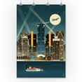 thumbnail image 2 of Detroit, Michigan, Retro Skyline (no text) (36x54 Giclee Gallery Art Print, Vivid Textured Wall Decor), 2 of 3