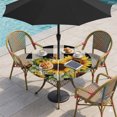 thumbnail image 2 of Sunflower Checkered Round Outdoor Tablecloth with Umbrella Hole Zipper, Black Buffalo Plaid Pastoral Flowers Elastic Fitted Table Cover, Waterproof Table Cloth for Patio Picnic Party Fits 36"-44", 2 of 9