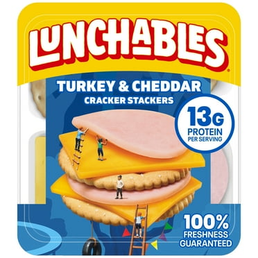 Lunchables Turkey & Cheddar Cheese with Crackers Kids Lunch Snack, 3.2 oz Tray, Refrigerated, Whole