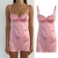 thumbnail image 4 of Vestido sexy con tirantes para mujer: tirantes de encaje escotados, color liso ajustable, ropa de fiesta para verano, tejido de poliéster, tallas S-L, busto 88-96 cm., 4 of 8