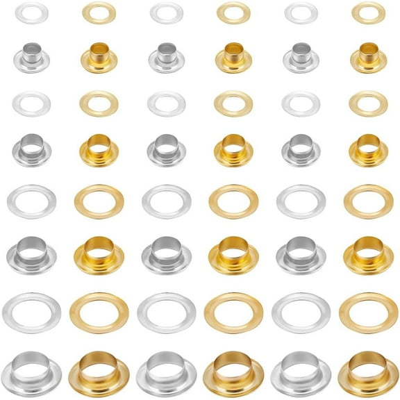 1 Box 160 Sets Metal Grommet Eyelets 2 Colors 4 Sizes Gold and Silver 4.6/5.5/8/10mm Hole Iron Grommets Eyelets Kit Findings for Leather Belt Bag Clothes Shoe Craft Making DIY Mixed Color