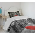 thumbnail image 4 of Ambesonne Black and White Quilted Bedspread Set 2 Pcs, Tuscany Italy, Twin Size, Grey Vermilion, 4 of 6