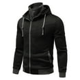 thumbnail image 4 of Siilsaa Men's Full Zip Fleece Hoodie zippered Color Block hooded slim Fit Long Sleeve Lightweight Sweatshirt Black,XL, 4 of 5