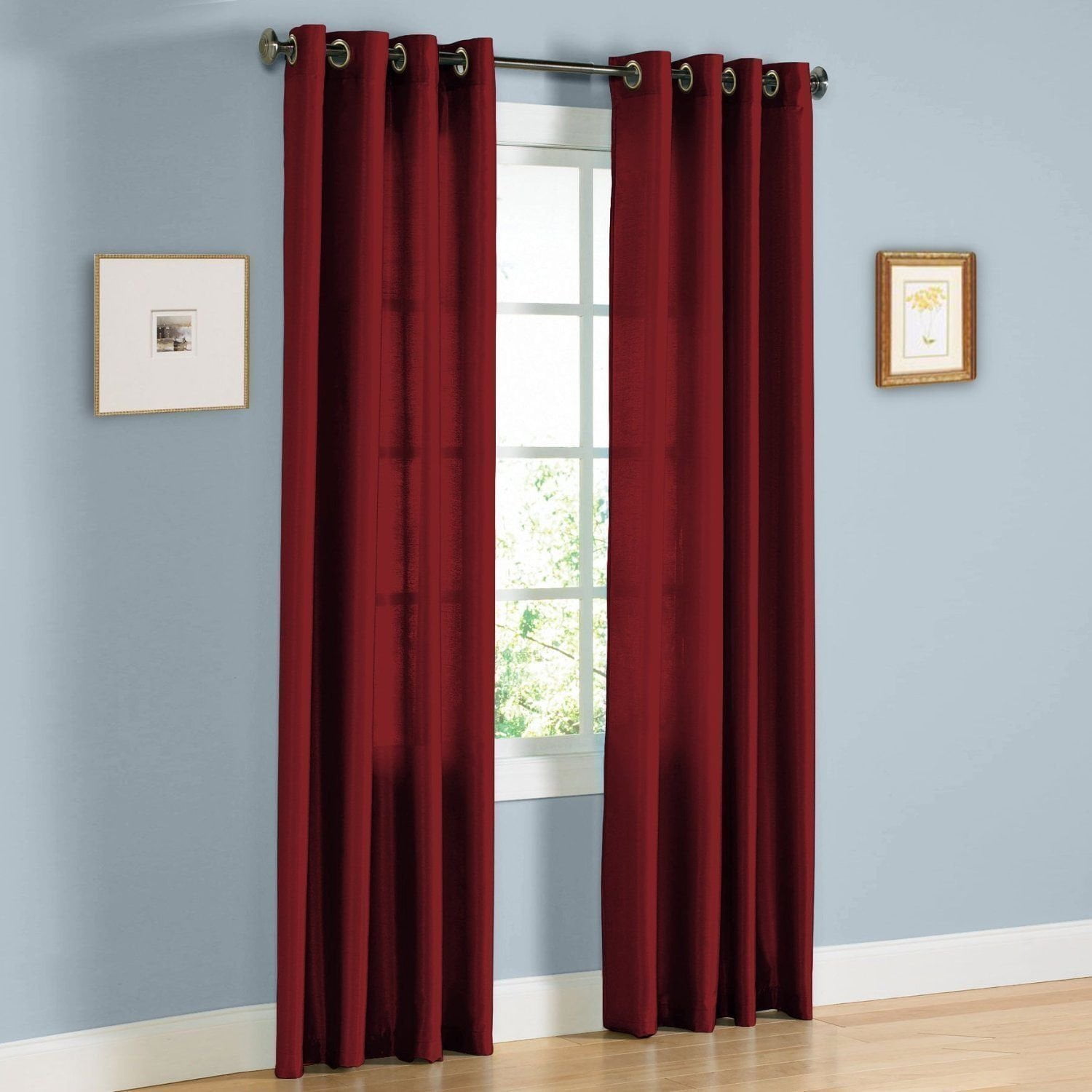 All Sizes NEW ARIVAL SALE 2 Piece Solid Faux Silk Grommet Window Curtain Panel 