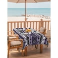 thumbnail image 2 of Outdoor Tablecloth with Umbrella Hole for Patio/Picnic/Party/Camping, Purple Black Boho Waterproof Table Cloth Rectangle Table Cover Washable, Vintage Tribal Striped Southwestern (60"x 102"), 2 of 9