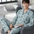 thumbnail image 1 of Conjunto de pijama de manga larga 100% algodón para hombre, cárdigan holgado de otoño/invierno, adecuado para hombres mayores de mediana edad, 1 of 5