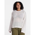 thumbnail image 2 of Time and Tru Women’s Textured Cotton Sweater with Long Sleeves, Lightweight, Sizes XS-XXXL, 2 of 6