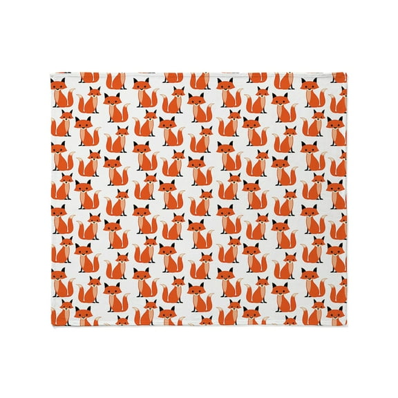 CafePress - Hipster Foxes Cute Fox Pattern Woodl Throw Blanket - Soft Fleece Throw Blanket, 50"x60" for All Ages
