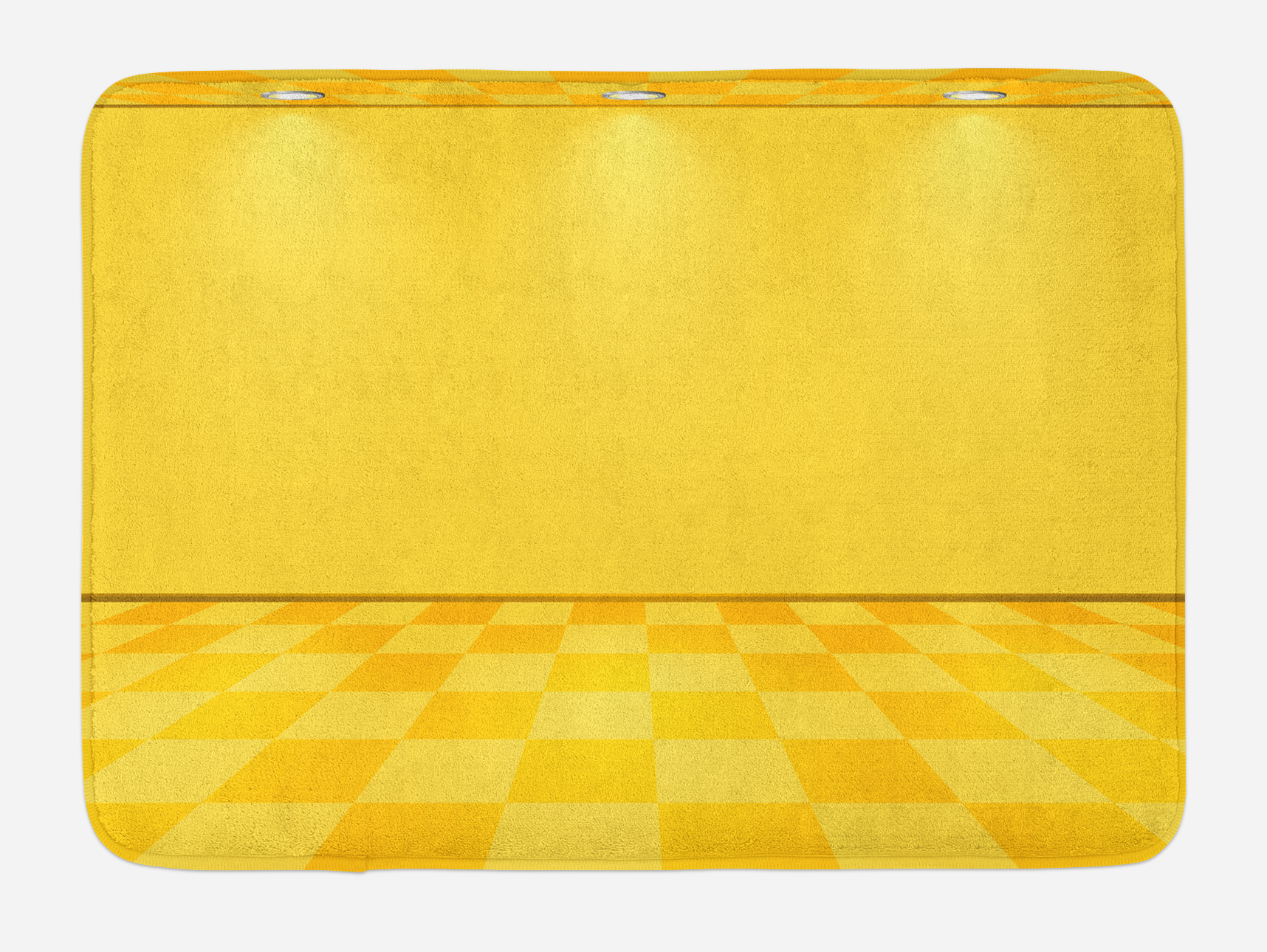 Yellow Bath Mat, Shades of Lemon Yellow in Every Tone Chess Like