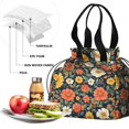 thumbnail image 4 of Pioneer Flower Drawstring Lunch Bag Women - Drawstring Lunch Bag Insulated for Work Office - Stain-Resistant Large Lunchbags for Women with Multi-Pockets, 4 of 6