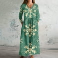 thumbnail image 2 of Christmas Dresses for Women Women's Fashion Dress Spring V-neck Long Sleeve Dress with Christmas Print for Holiday Party,Green,L, 2 of 6
