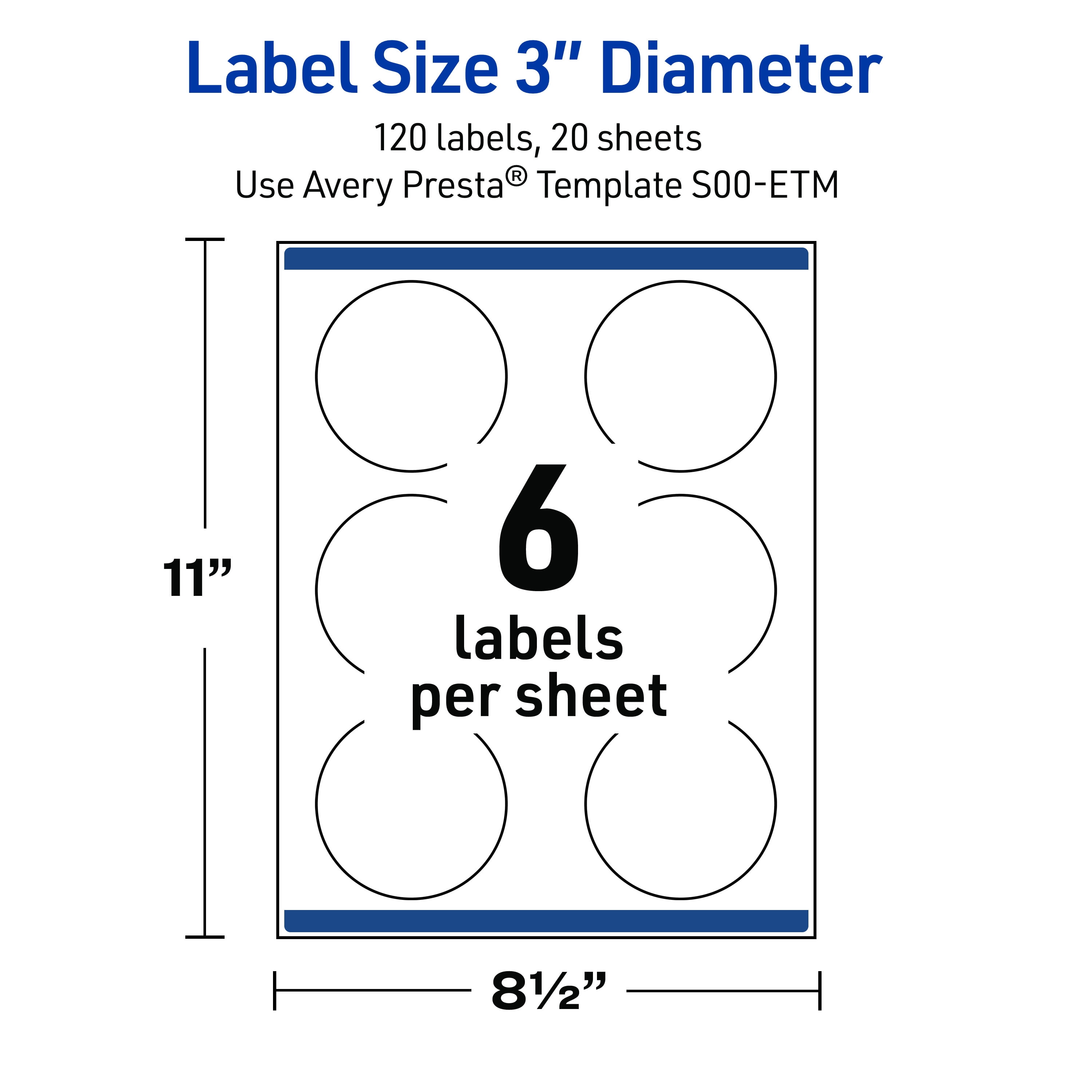 Avery Labels, 3" Diameter, Glossy White, Black Border/Gold Veins