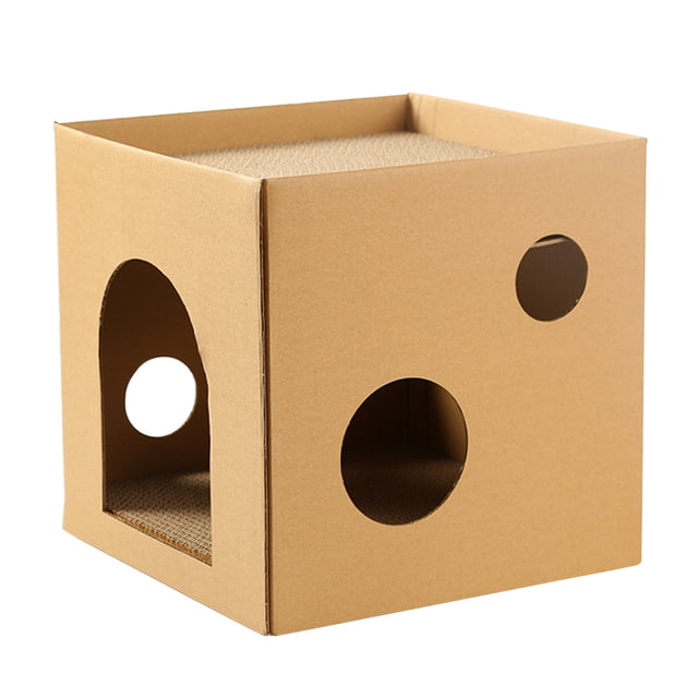 KAKOWELY Casa de cartón para gatos, casa y rascador para gatos, juguete para gatitos