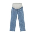 thumbnail image 3 of Busydd Maternity Jeans for Women Over The Belly High Waisted Pregnancy Pants Comfy Support Loose Straight Leg Denim Pants 2XL, 3 of 8
