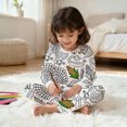 thumbnail image 6 of Girls Sporty Outfit Sets Long Sleeve Pajama 2 Piece Sleep Prints Girls Spring Clothes,White,Size 5 -6 Years, 6 of 8