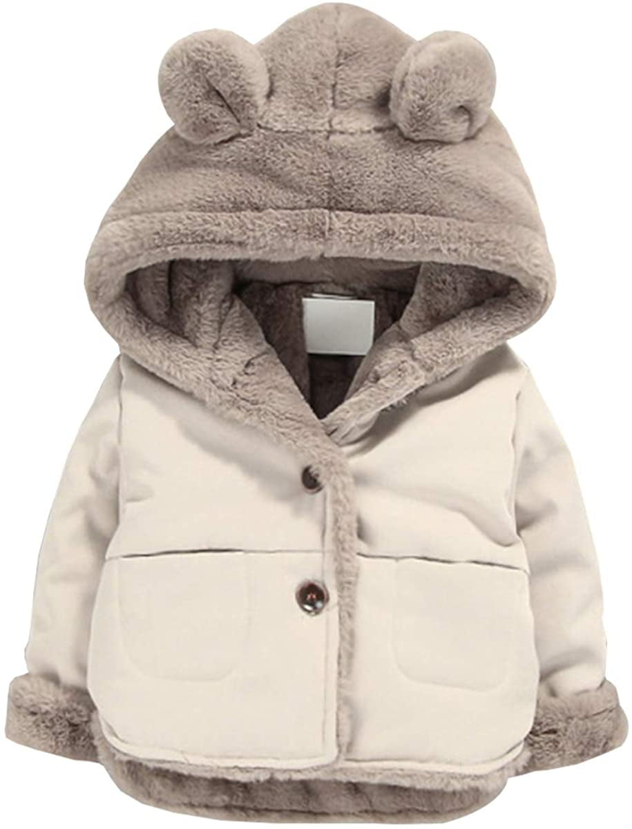 Toddlers Kids Fleece Winter Warm Hood Jacket Coat 