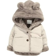 Toddler Fleece Jacket, Warm Cotton Baby Winter Coats, Kids Hooded Outerwear for Boys Girls