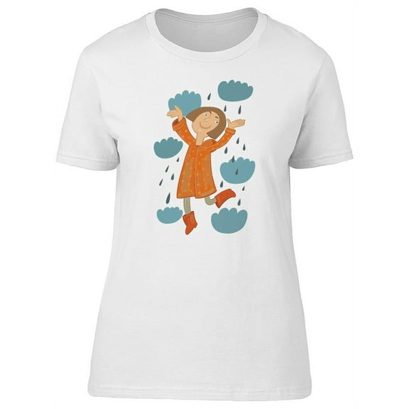Cute Girl Enjoying The Rain T-Shirt Women -Image by Shutterstock, Female XX-Large