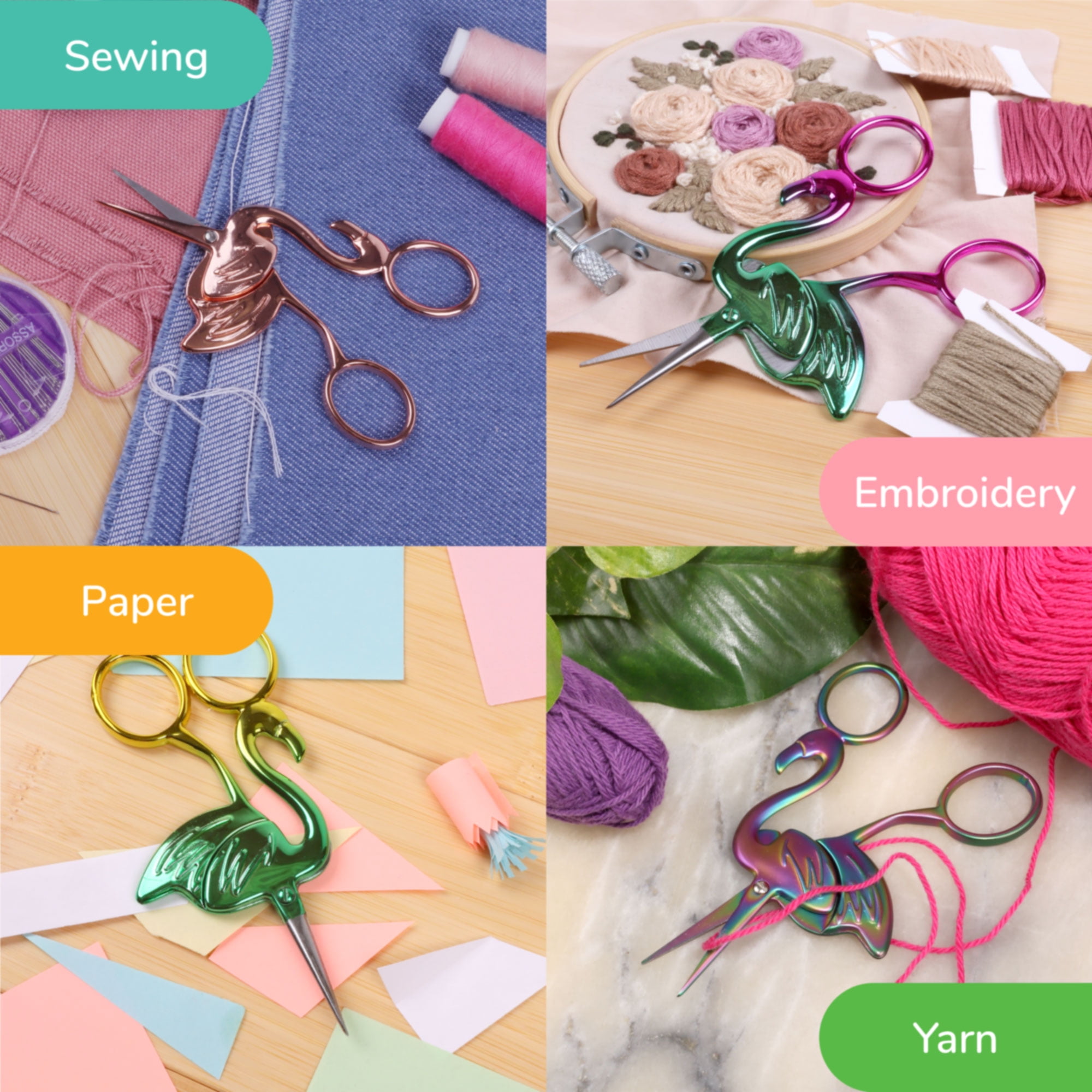 JubileeYarn Flamingo Embroidery Scissors - Lush - 10 Scissors