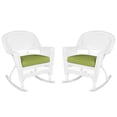 thumbnail image 1 of Jeco Wicker Rocker Chair in Black with Green Cushion (Set of 2), 1 of 8