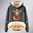 thumbnail image 4 of Women Lined Highland Cow Hoodie with Plaid Scarf and Fuzzy Hem Drawstring Winter Warm Cozy Pullover Sweatshirt Top, 4 of 4