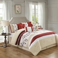 thumbnail image 2 of Kashi Home Queen Size Comforter Set 7 Pieces Burgundy Bedspread (86 * 86 Inch) with 2 Pillow Shams, Bedskirt and Decorative Pillows, Embroidered Lightweight Bedding - Magda, 2 of 3