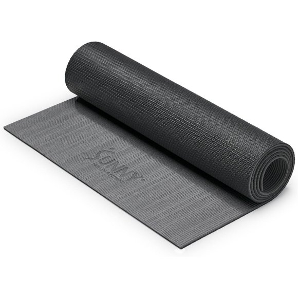 Sunny Health & Fitness Anti-Slip Dual Color Exercise Yoga Mat 6mm Thick Non-Slip Fitness Mat for Standard or Hot Yoga, Pilates, and Floor Workouts - 71 x 24 Inches (Grey) - SF-EM02-GY