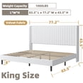 thumbnail image 3 of Frostbloom King Size Velvet Platform Bed Frame with Vertical Channel Tufted Wingback Headboard, White, 3 of 7
