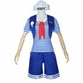 thumbnail image 1 of 1 Juego de ropa de Stranger Things 3 Cospiay, ropa de empleado de tienda de helados (Top + Pantalones + sombrero), 1 of 5