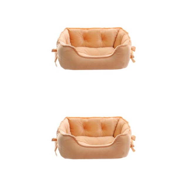 fastboy Dog Kennel Raised Rim For Optimal Head And Neck Support Washable Dog Bed khaki S 2Set