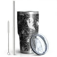 thumbnail image 2 of 30oz Ghost and Spider Web Halloween Pattern Tumblers Stainless Steel Tumbler with Lid and Straw,Vacuum Insulated Double Wall Travel Tumbler Cups Mug with Cleaning Brush for Coffee,Tea, 2 of 7