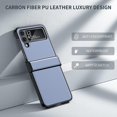thumbnail image 3 of Carbon Fiber Case Compatible With Samsung Galaxy Z Flip 4, Pu Leather Protective Cover With Hinge Protection, 3 of 5