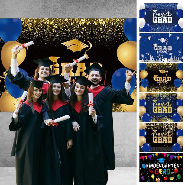 Banner para fiesta de graduación con fondo para fotos | Diseño “Feliz Graduación, la juventud nunca muere” | Tela de poliéster | 150x100cm | Decoración de pared reutilizable e impermeable | Para