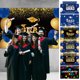 thumbnail image 1 of Banner para fiesta de graduación con fondo para fotos | Diseño “Feliz Graduación, la juventud nunca muere” | Tela de poliéster | 150x100cm | Decoración de pared reutilizable e impermeable | Para, 1 of 1
