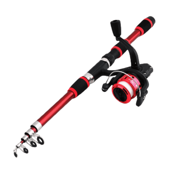 uvwlwu Telescopic Fishing Rod and Reel Combo 6ft Fiberglass Portable Travel Kit for All Anglers(H)