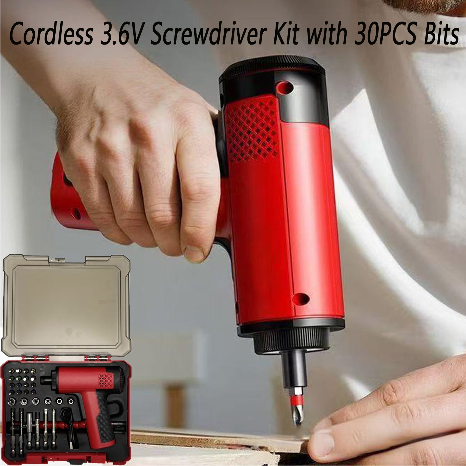 Cordless 3.6V Screwdriver Kit with 30PCS Bits, Mini Cordless Electric Screwdriver Set, Rechargeable Power Screwdrivers, Portable Electric Screw Driver for Home DIY, Furniture Assembly