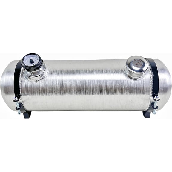 JSD 5 Gallon Overall 8" x 24" Aluminum Round Fuel Tank Spun Fuel Gas Tank Cell With Level Gauge End Fill 1/4" NPT