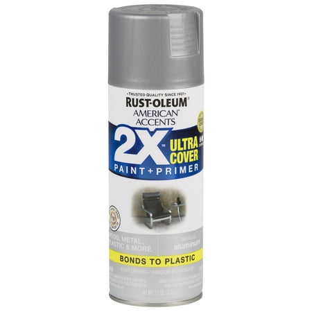 American Accents Paint - (3 Pack) Rust-Oleum American Accents Ultra Cover 2X Metallic Aluminum Spray Paint and Primer in 1, 11 oz