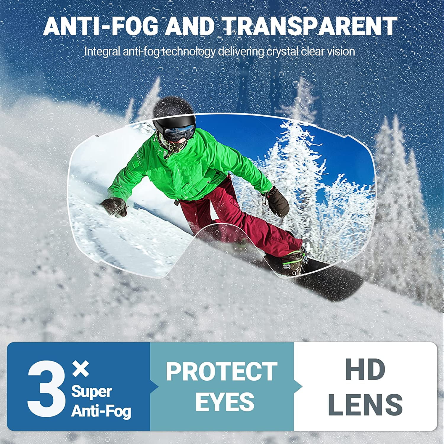 OutdoorMaster Lentes de esquí para niños y niñas, con protección  ultravioleta 100%, compatibles con casco, para nieve