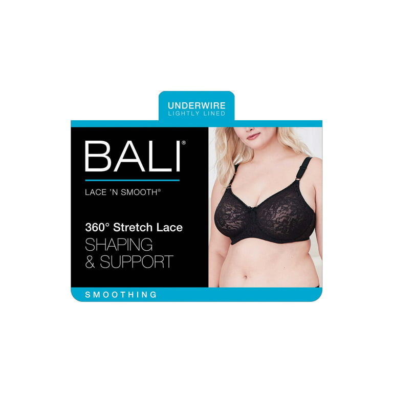 Bali Lace 'N Smooth Underwire Bra Black 36DD Women's - Walmart