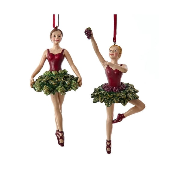 Set of 2 Perfect Vintage WINE BALLERINA Christmas Ornaments, by Kurt Adler