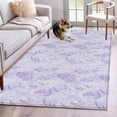 thumbnail image 3 of Area Rug for Living Room, Light Purple Flowers Non-Slip Indoor Large Carpet for Bedroom/Dining Room, Spring Vintage Flowers Rustic Plants Washable Low-Profile Floor Mat Runner Rugs - 3 x 5 Ft, 3 of 7