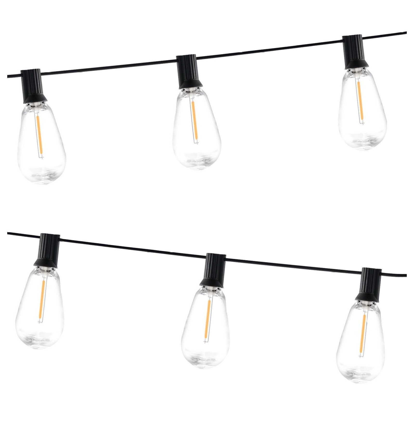 50FT LED String Lights Outdoor, 15 Bulbs Waterproof Patio Lights - S14 Shatterproof - Warm White 2700K for Garden, Porch, Party Decor