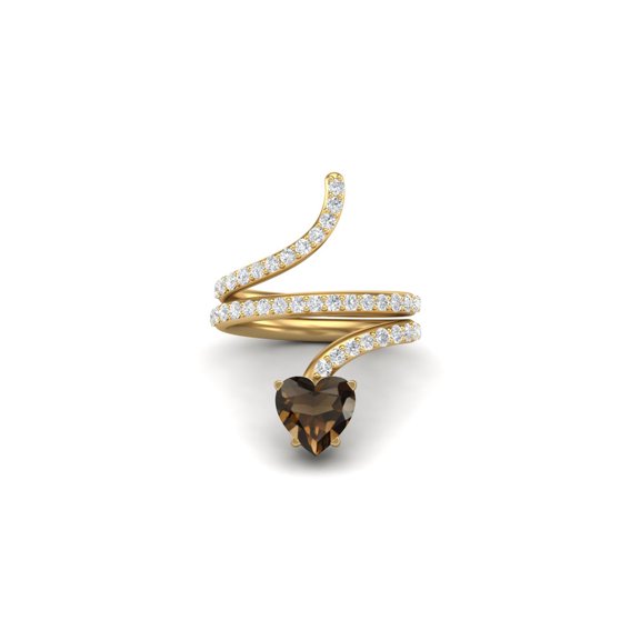 7MM Heart Shape Wrap Ring smoky Quartz 925 Sterling Silver Gold Vermeil Women's Valentines Day Gifts Rings